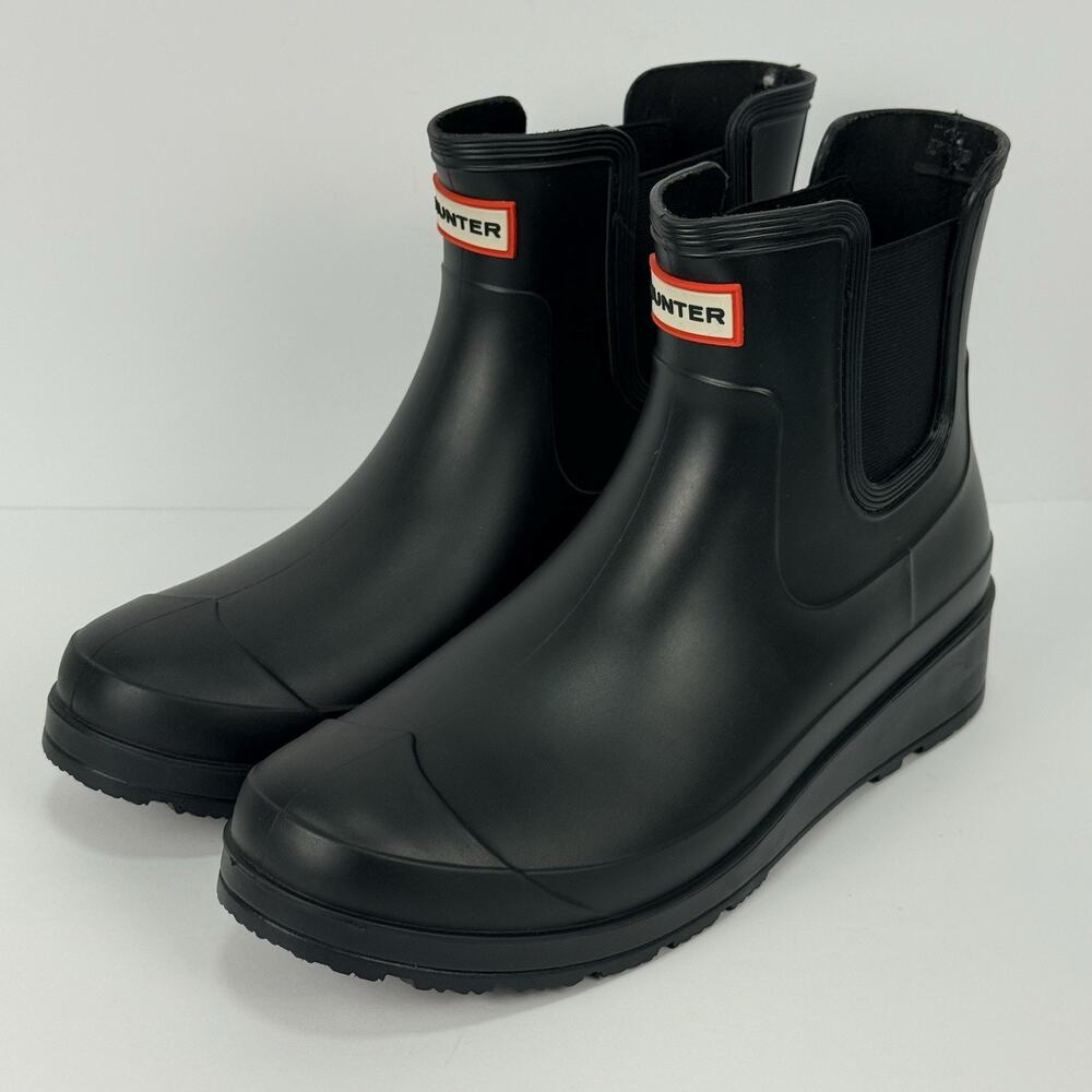 Hunter Tabitha Wedge Chelsea Rain Boots Women’s 9 Black Matte New